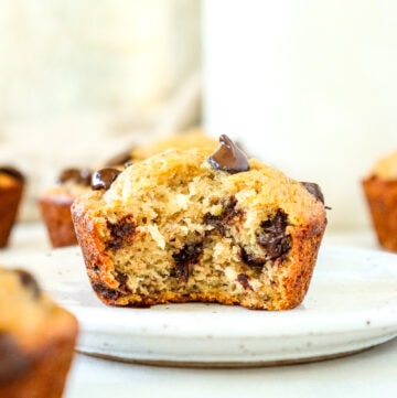 Banana Chocolate Chip Muffin on a plate