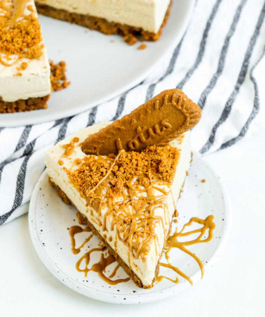 slice of cookie butter cheesecake