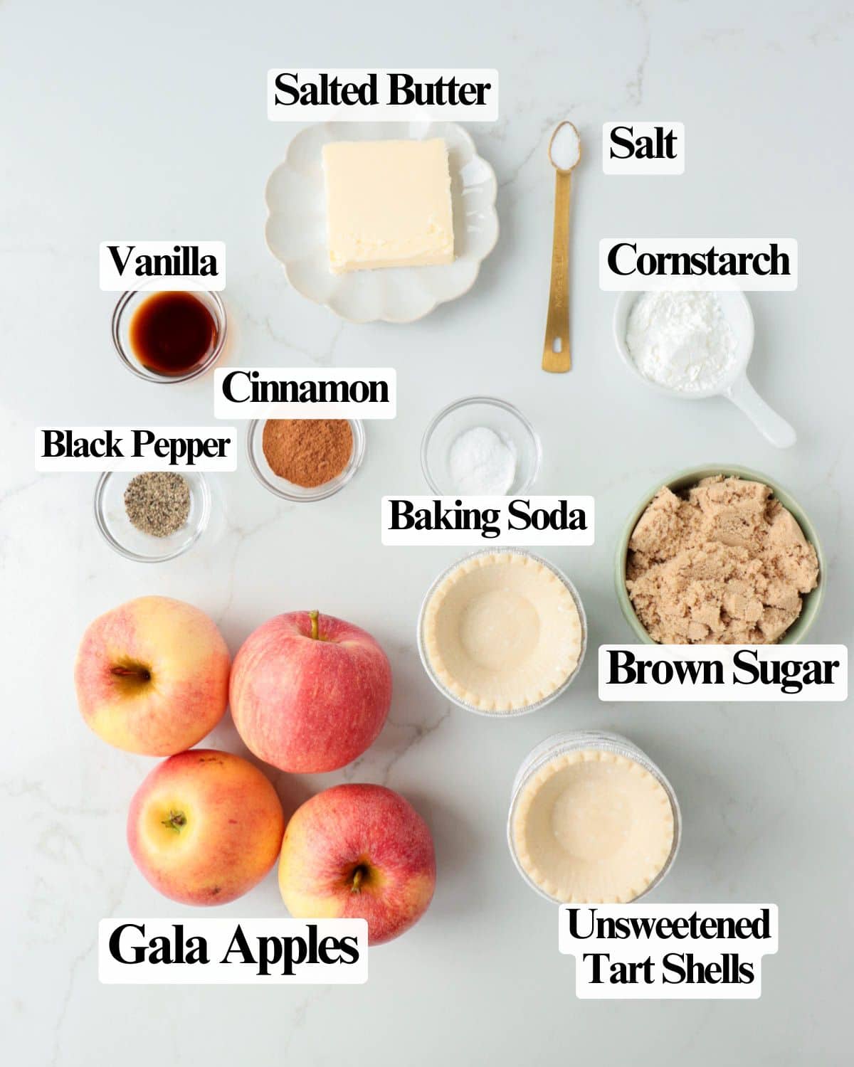 Labeled ingredients for the recipe.