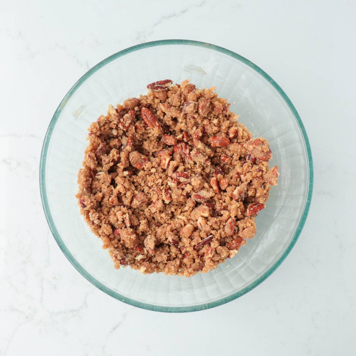 Crumble mixture in the bowl.