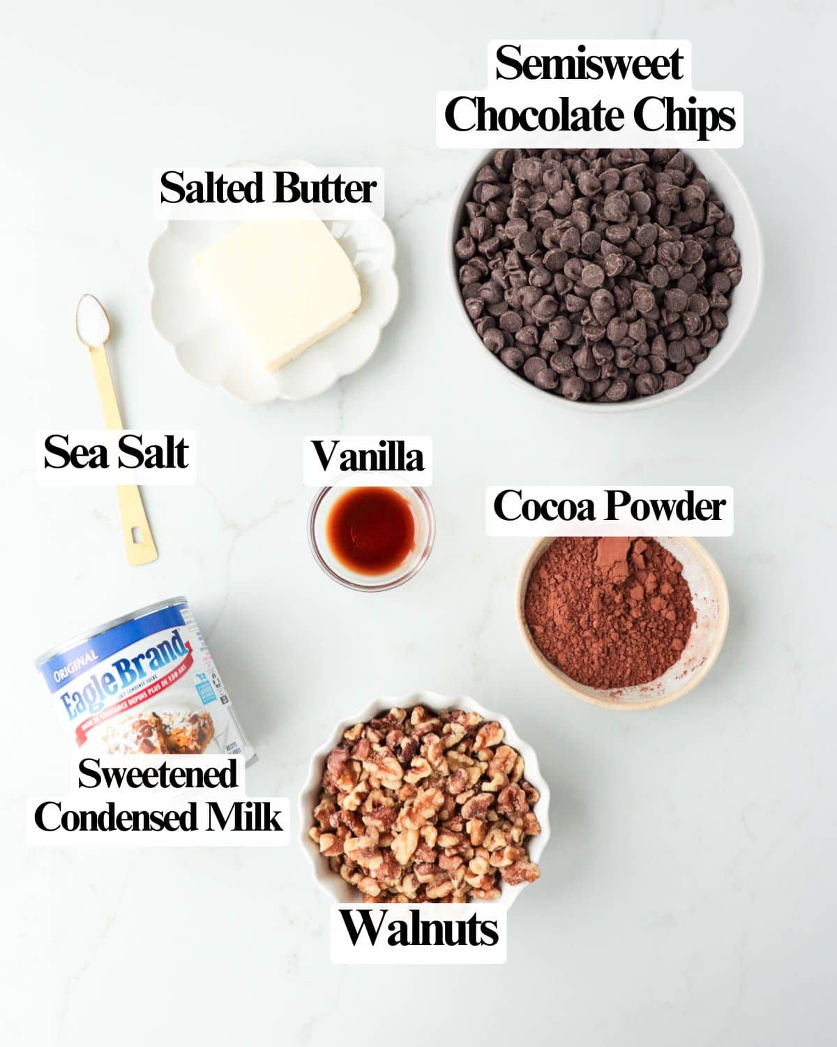 Labeled ingredients for the recipe.