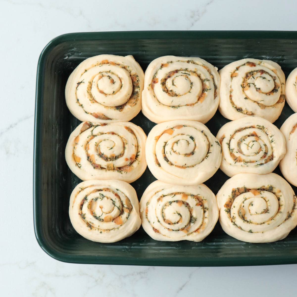 Risen rolls before baking.