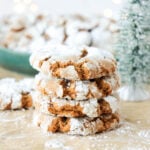 Stack of gingerbread crinkle cookies.