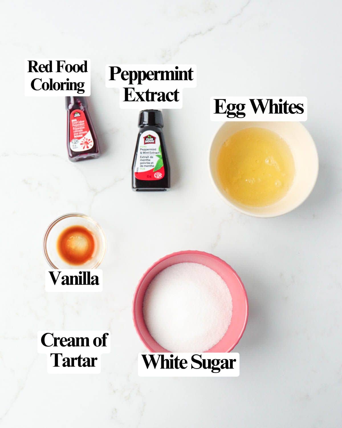 Labeled ingredients for the recipe.