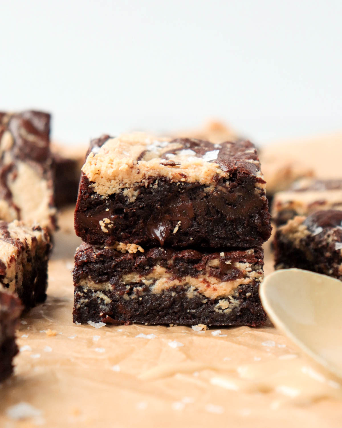 Two brownies stacked.