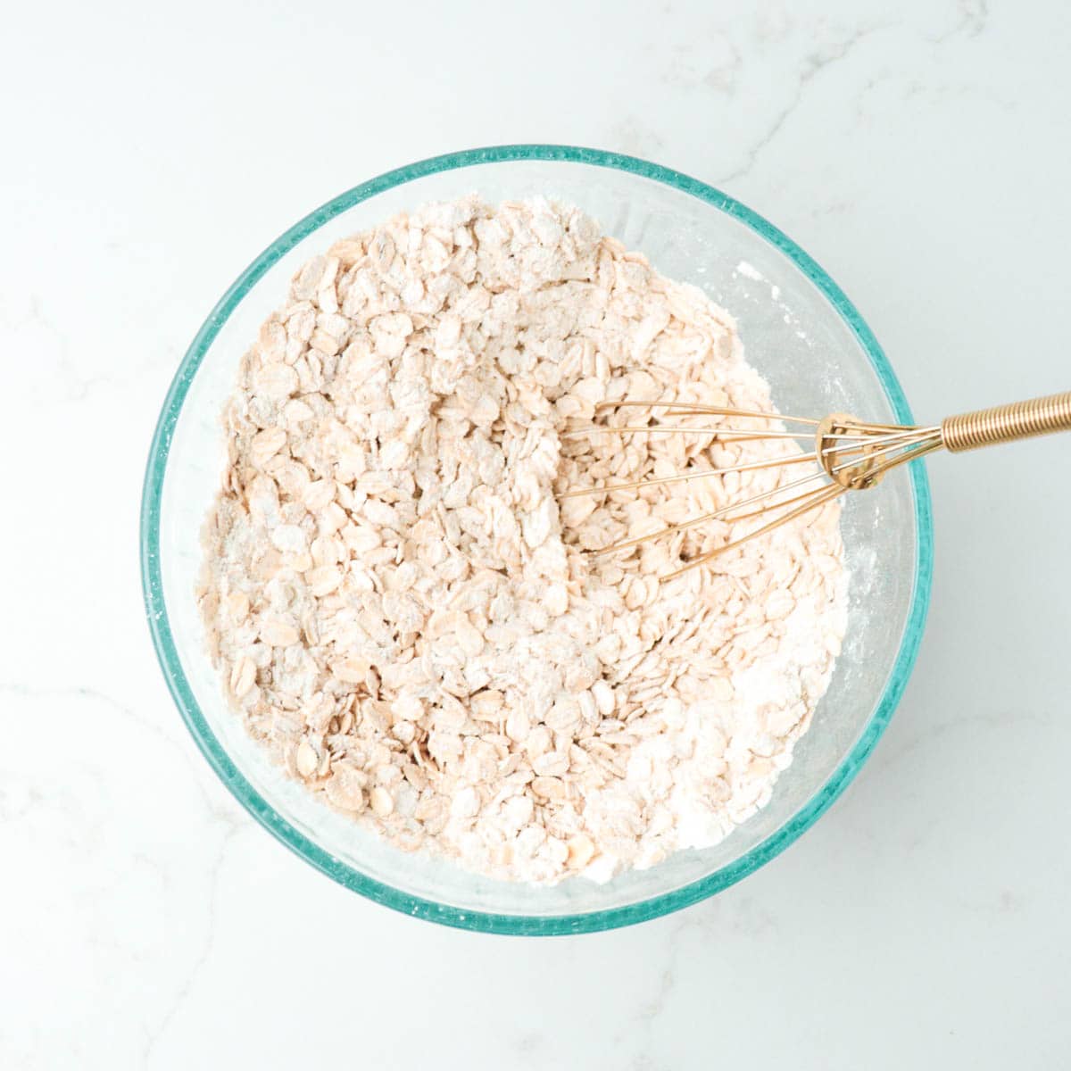Dry ingredients combined in a bowl.