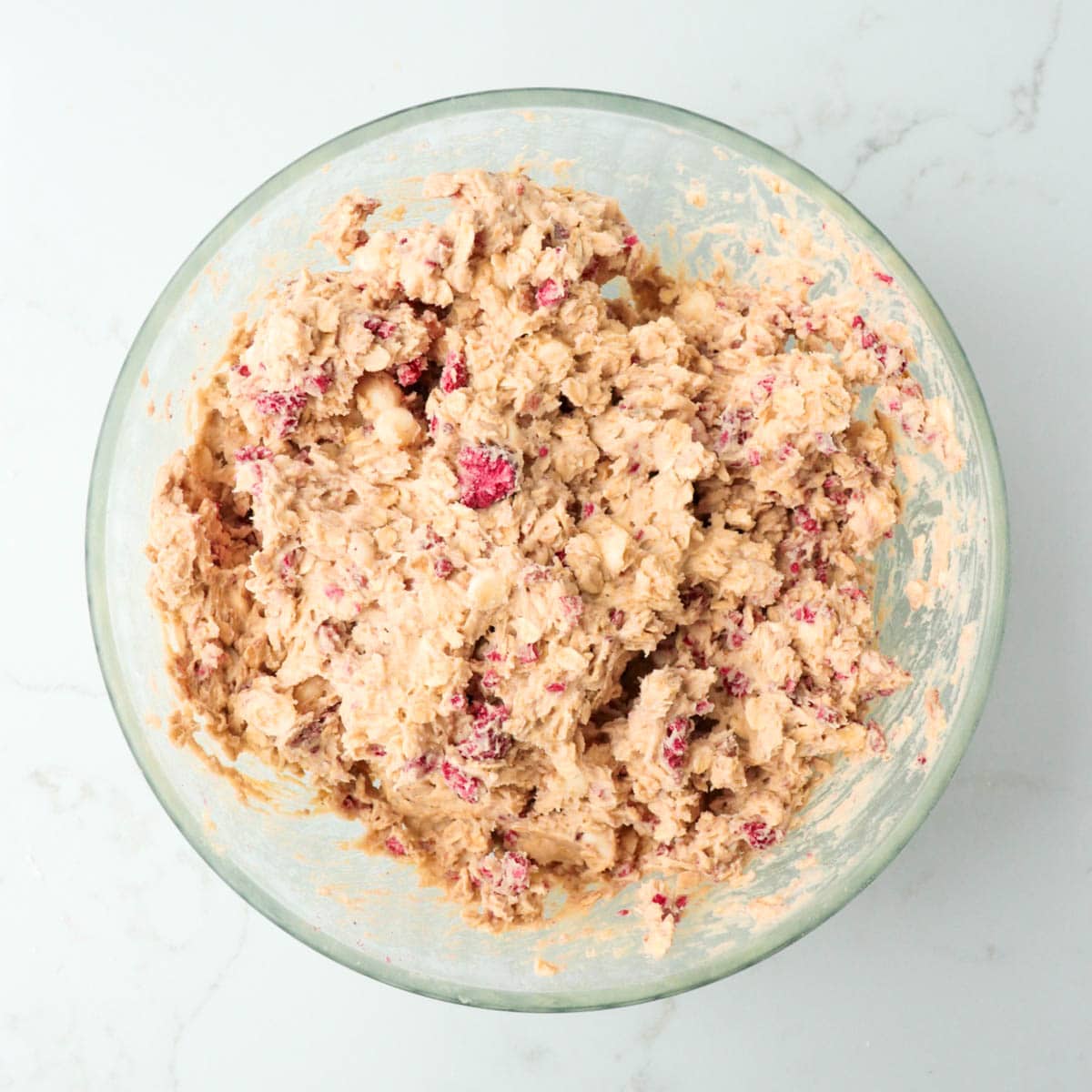Cookie dough with freeze-dried berries and white chocolate folded in.
