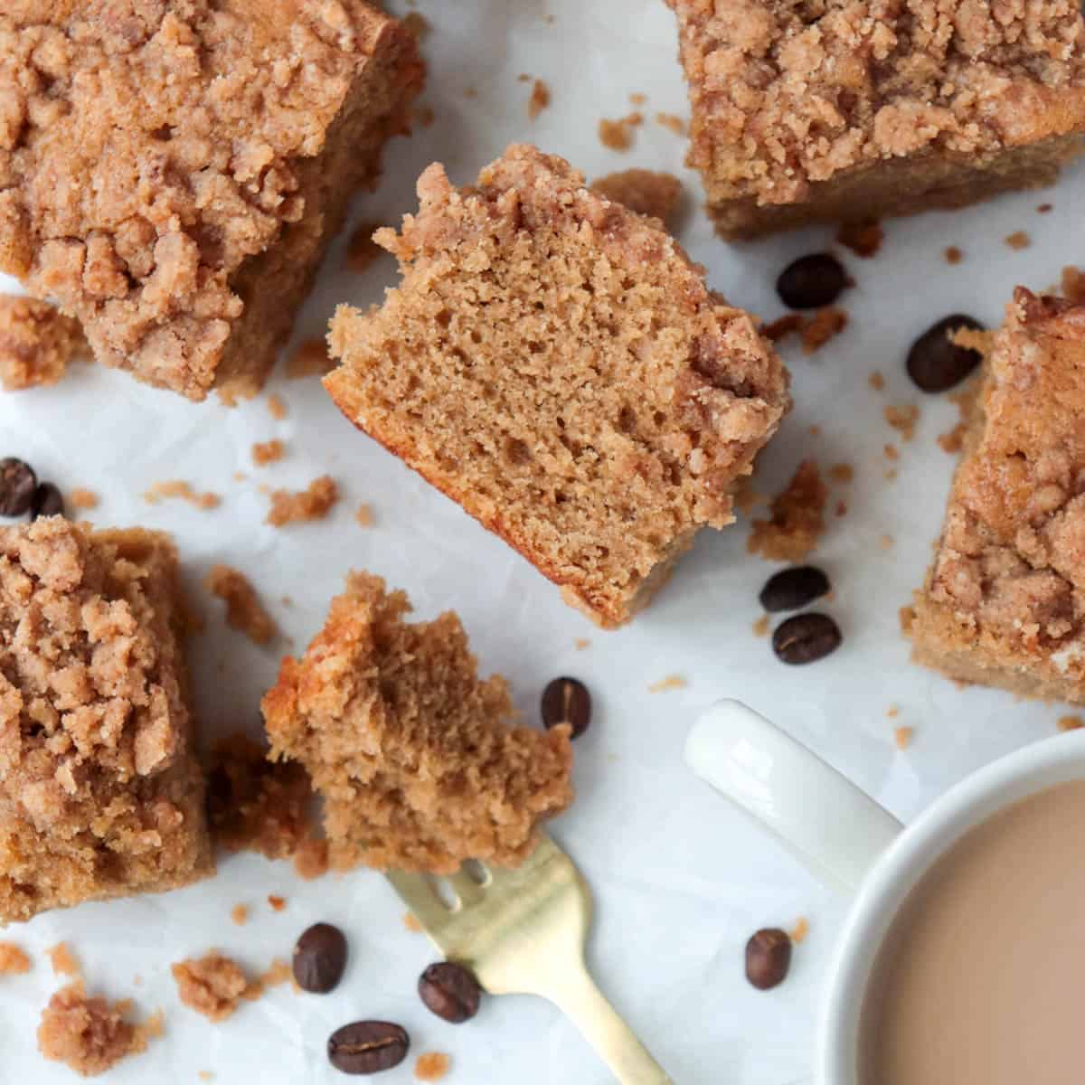 Slice of coffee cake.