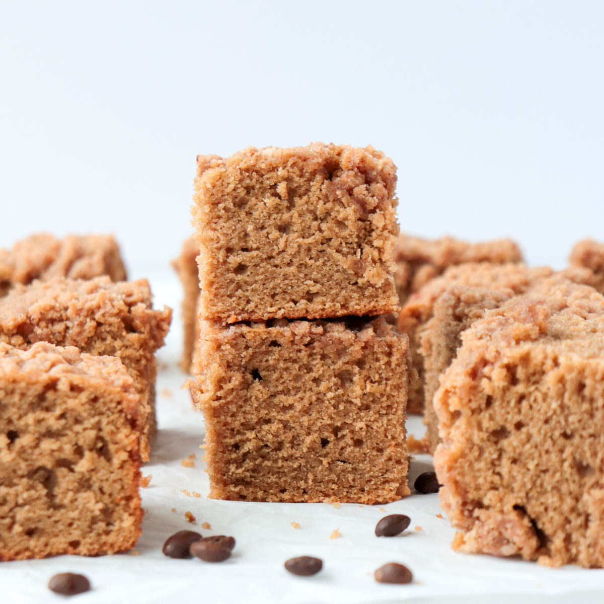 Two pieces of cake stacked.