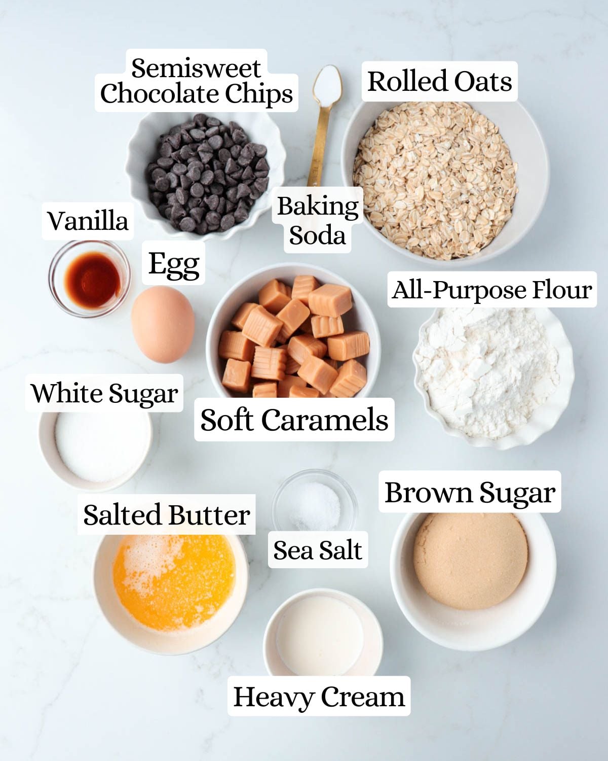 Labeled ingredients for the recipe.