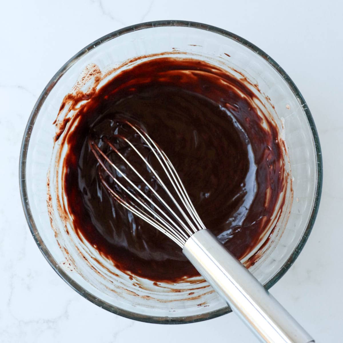 Chocolate ganache whisked together.